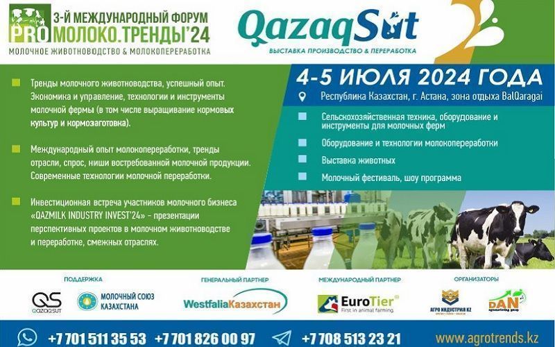 Представлены основные спикеры на казахстанском форуме «PRO Молоко. Тренды‘24»