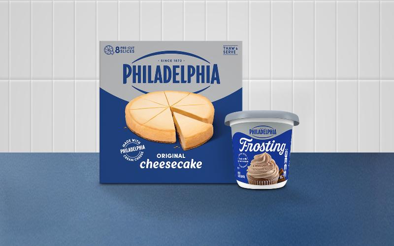 Philadelphia expands its holiday lineup with two new products: Frozen Cheesecake and Cinnamon Cream Cheese Frosting