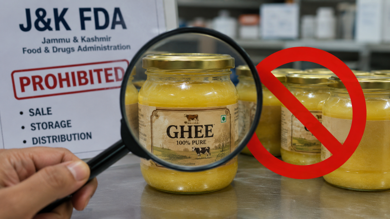 Jammu and Kashmir FDA Prohibits Sale of 10 Ghee Batches