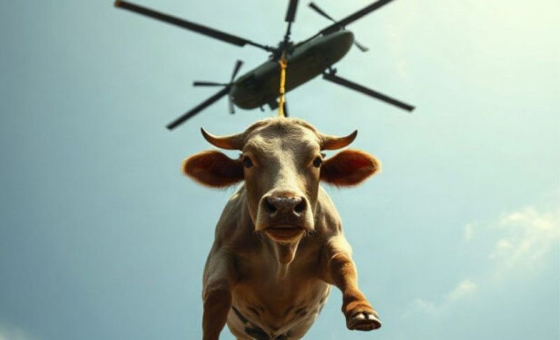 A Cow Surprised Tourists in the Pyrenees