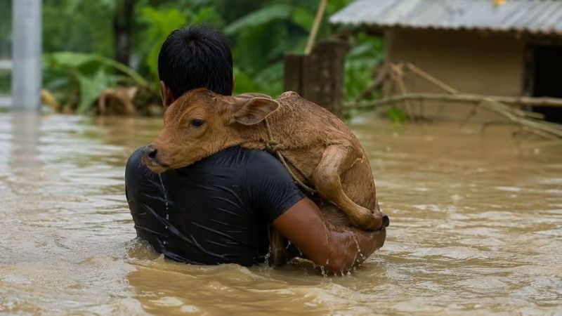 Assam Floods Displace Over 24,000 Livestock, Threatening Dairy Farmers' Livelihoods