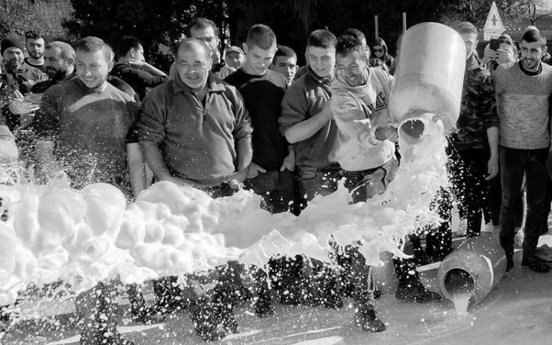 San Lorenzo'daki Süt Üreticileri Askıya Alınan Alımları Protesto Ediyor